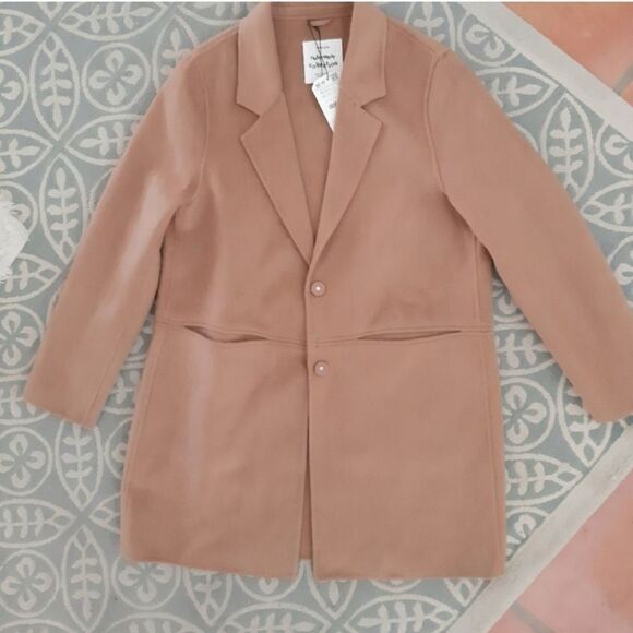 Zara NWT Wooldblend Outwear Light Girls Coat Camel Size 13/14 (0160) - Picture 4 of 11